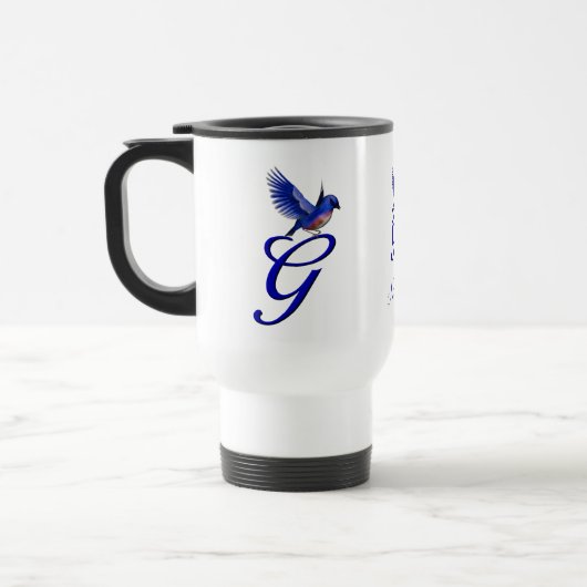 Bluebird Monogram Initiaal G Elegant Persoonlijk Reisbeker (Links)