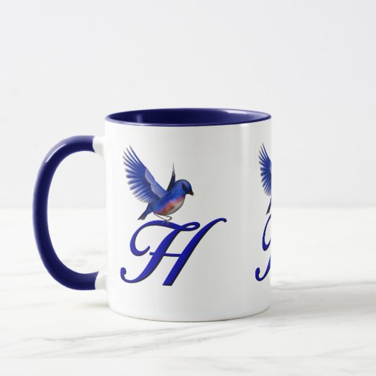Bluebird Monogram Initiaal H Elegant Mok (Links)