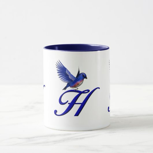 Bluebird Monogram Initiaal H Elegant Mok (Midden)