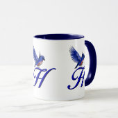 Bluebird Monogram Initiaal H Elegant Mok (Voorkant rechts)
