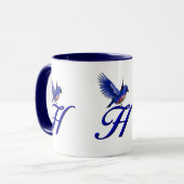 Bluebird Monogram Initiaal H Elegant Mok (Voorkant links)