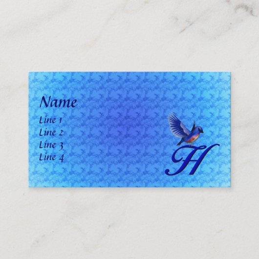 Bluebird Monogram Initiaal H Elegant Visitekaartje (Voorkant)