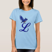 Bluebird Monogram Initiaal L Elegant T-shirt (Voorkant)