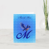 Bluebird Monogram Initiaal M Elegant Bedankkaart (Voorkant)