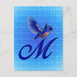 Bluebird Monogram Initiaal M Elegant Briefkaart