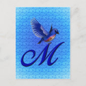 Bluebird Monogram Initiaal M Elegant Briefkaart (Voorkant)