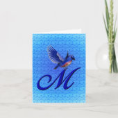 Bluebird Monogram Initiaal M Elegant Notitiekaartje (Voorkant)