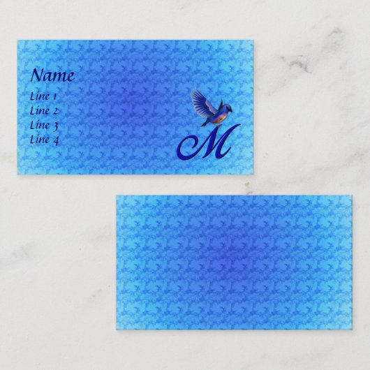 Bluebird Monogram Initiaal M Elegant Visitekaartje (Voorkant / Achterkant)