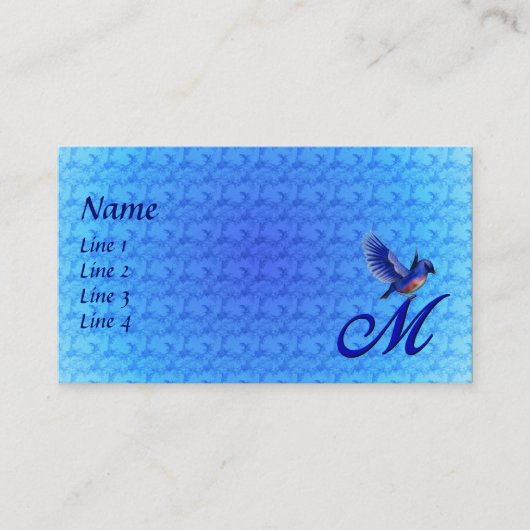 Bluebird Monogram Initiaal M Elegant Visitekaartje (Voorkant)