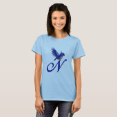 Bluebird Monogram Initiaal N Elegant T-shirt (Voorkant volledig)