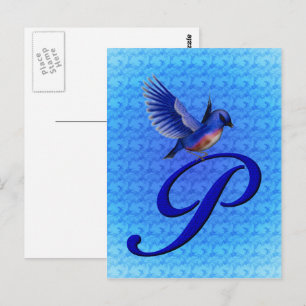 Bluebird Monogram Initiaal P Elegant Briefkaart