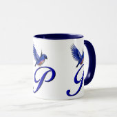 Bluebird Monogram Initiaal P Elegant Mok (Voorkant rechts)