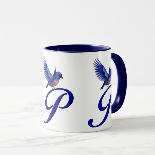 Bluebird Monogram Initiaal P Elegant Mok (Voorkant rechts)