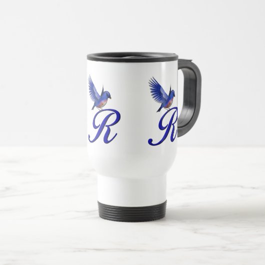 Bluebird Monogram Initiaal R Elegant Reisbeker (Voorkant rechts)