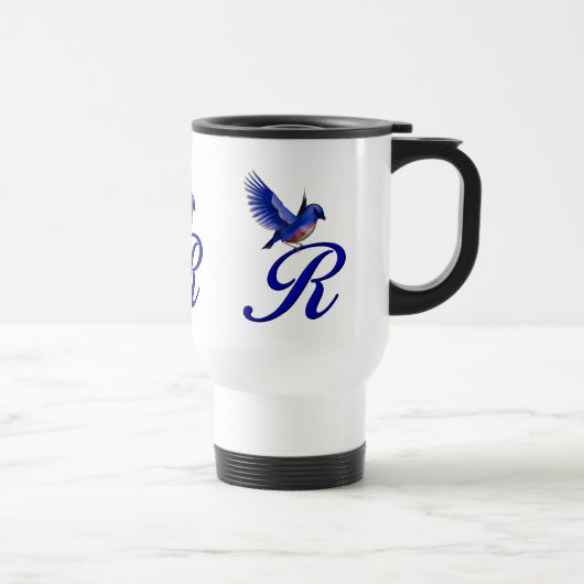 Bluebird Monogram Initiaal R Elegant Reisbeker (Rechts)