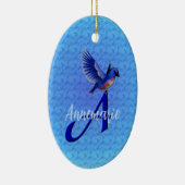 Bluebird Monogram Initial A Personalized Keramisch Ornament (Rechts)