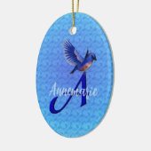 Bluebird Monogram Initial A Personalized Keramisch Ornament (Links)