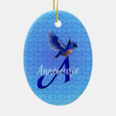 Bluebird Monogram Initial A Personalized Keramisch Ornament (Achterkant)