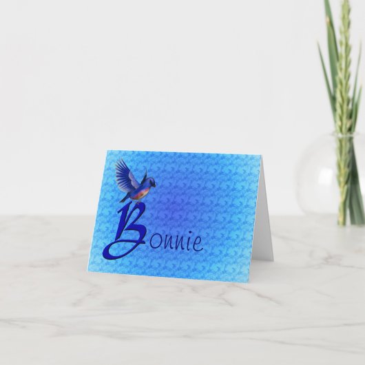 Bluebird Monogram Initial B Personalized Notitiekaartje (Voorkant)