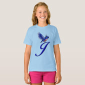 Bluebird Monogram Initial J Elegant  T-shirt (Voorkant volledig)
