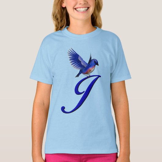 Bluebird Monogram Initial J Elegant  T-shirt (Voorkant)