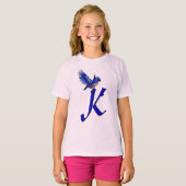 Bluebird Monogram Initial K Elegant T-shirt (Voorkant volledig)