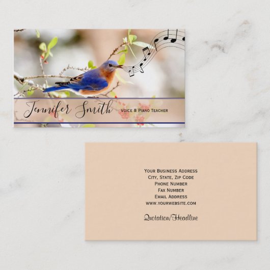Bluebird Music Teacher's Visitekaartje (Voorkant / Achterkant)