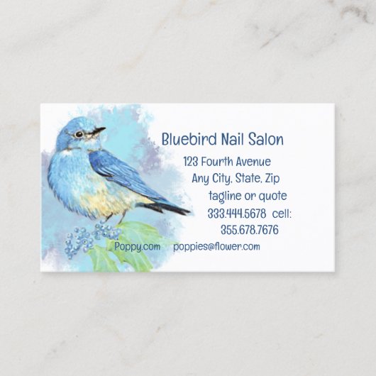 Bluebird Nail Salon of Custom Visitekaartje (Voorkant)