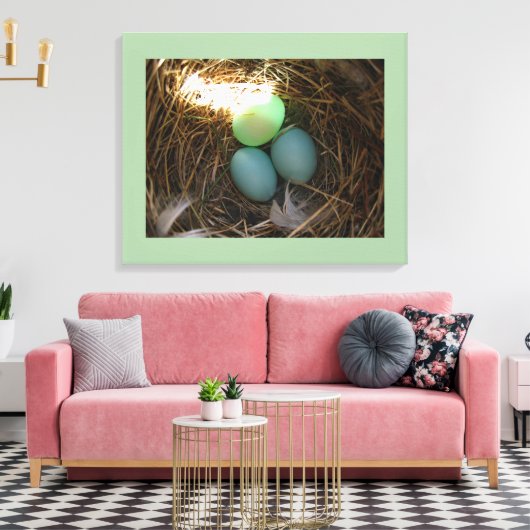 Bluebird Nest & Eggs Canvas Afdruk (Insitu (Woonkamer))