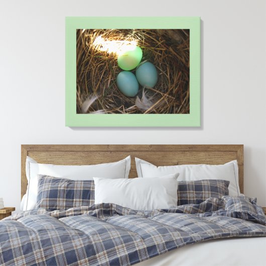 Bluebird Nest & Eggs Canvas Afdruk (Insitu (Slaapkamer))