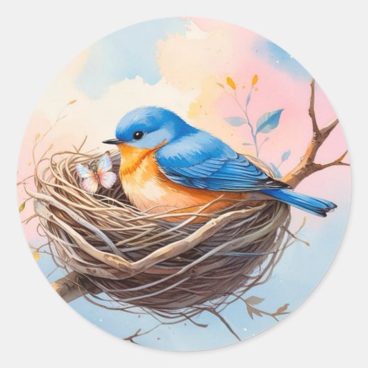 Bluebird Nest Envelope Seal |Soft Pastel Stickers (Voorkant)