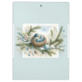 Bluebird Nest with Ornaments in Winter Pines  Klembord (Achterkant)