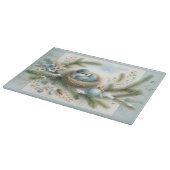 Bluebird Nest with Ornaments in Winter Pines Snijplank (Hoek)