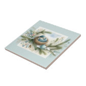 Bluebird Nest with Ornaments in Winter Pines Tegeltje (Zijkant)