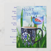 Bluebird of Coffee Happiness Invitation Kaart (Voorkant / Achterkant)