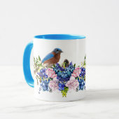 Bluebird of Happiness Gepersonaliseerde Bloemen Mok (Voorkant links)