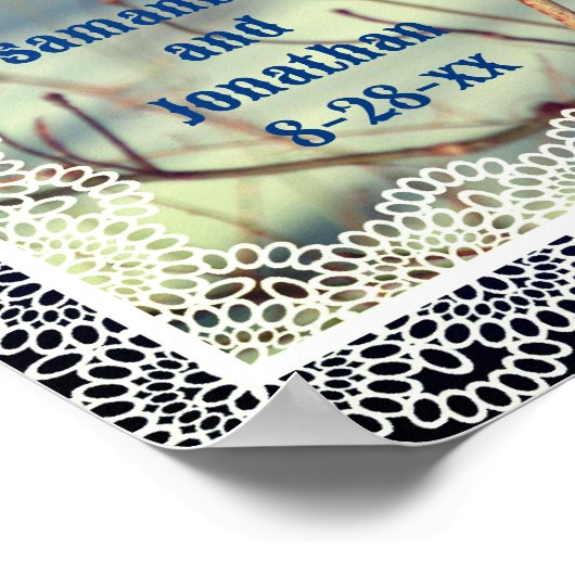 Bluebird of Happiness Gepersonaliseerde bruiloft Poster (Hoek)