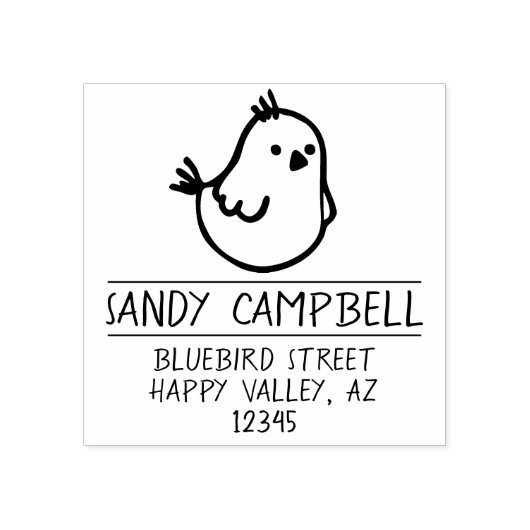 Bluebird of Happiness Retouradres - Blauwe vogel Rubberstempel (Afrduk)
