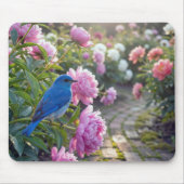 Bluebird On a Pink Peony Muismat (Voorkant)