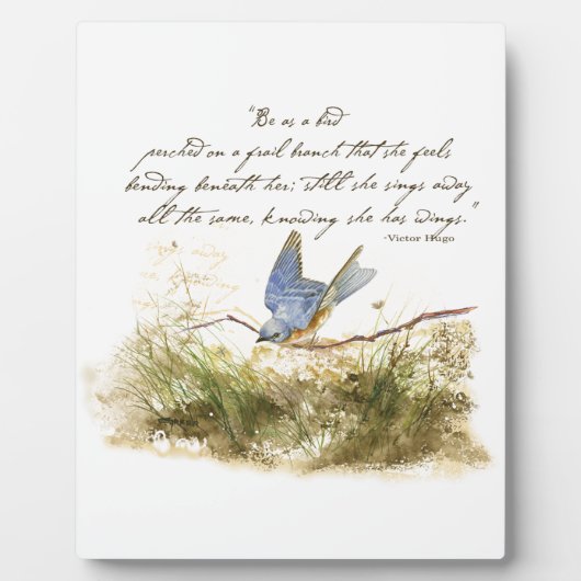 Bluebird on Branch Inspirerend gedicht Waterverf Fotoplaat (Voorkant)
