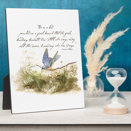 Bluebird on Branch Inspirerend gedicht Waterverf Fotoplaat (Zijkant)