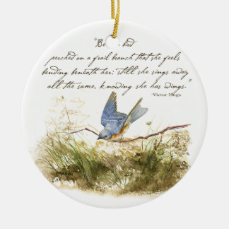 Bluebird on Branch Inspirerend gedicht Waterverf Keramisch Ornament
