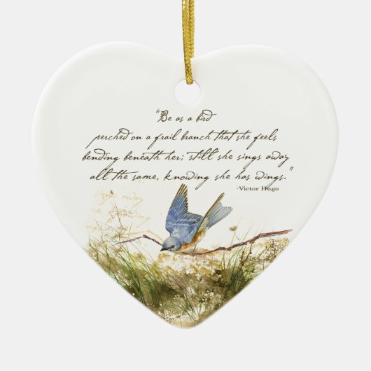 Bluebird on Branch Inspirerend gedicht Waterverf Keramisch Ornament (Voorkant)
