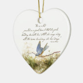 Bluebird on Branch Inspirerend gedicht Waterverf Keramisch Ornament (Links)