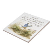 Bluebird on Branch Inspirerend gedicht Waterverf Tegeltje (Zijkant)