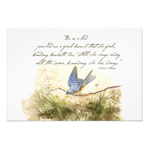 Bluebird on Branch Victor Hugo Inspirerend gedicht Foto Afdruk