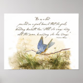 Bluebird on Branch Victor Hugo Inspirerend gedicht Poster (Voorkant)