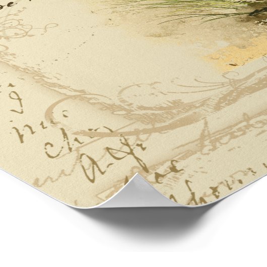 Bluebird on Branch Victor Hugo Inspirerend gedicht Poster (Hoek)