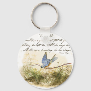 Bluebird on Branch Victor Hugo Inspirerend gedicht Sleutelhanger