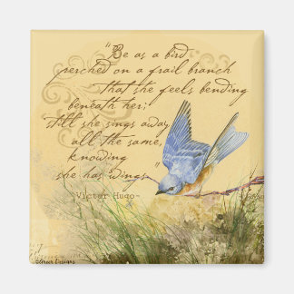Bluebird on Branch & Victor Hugo Quote Magneet